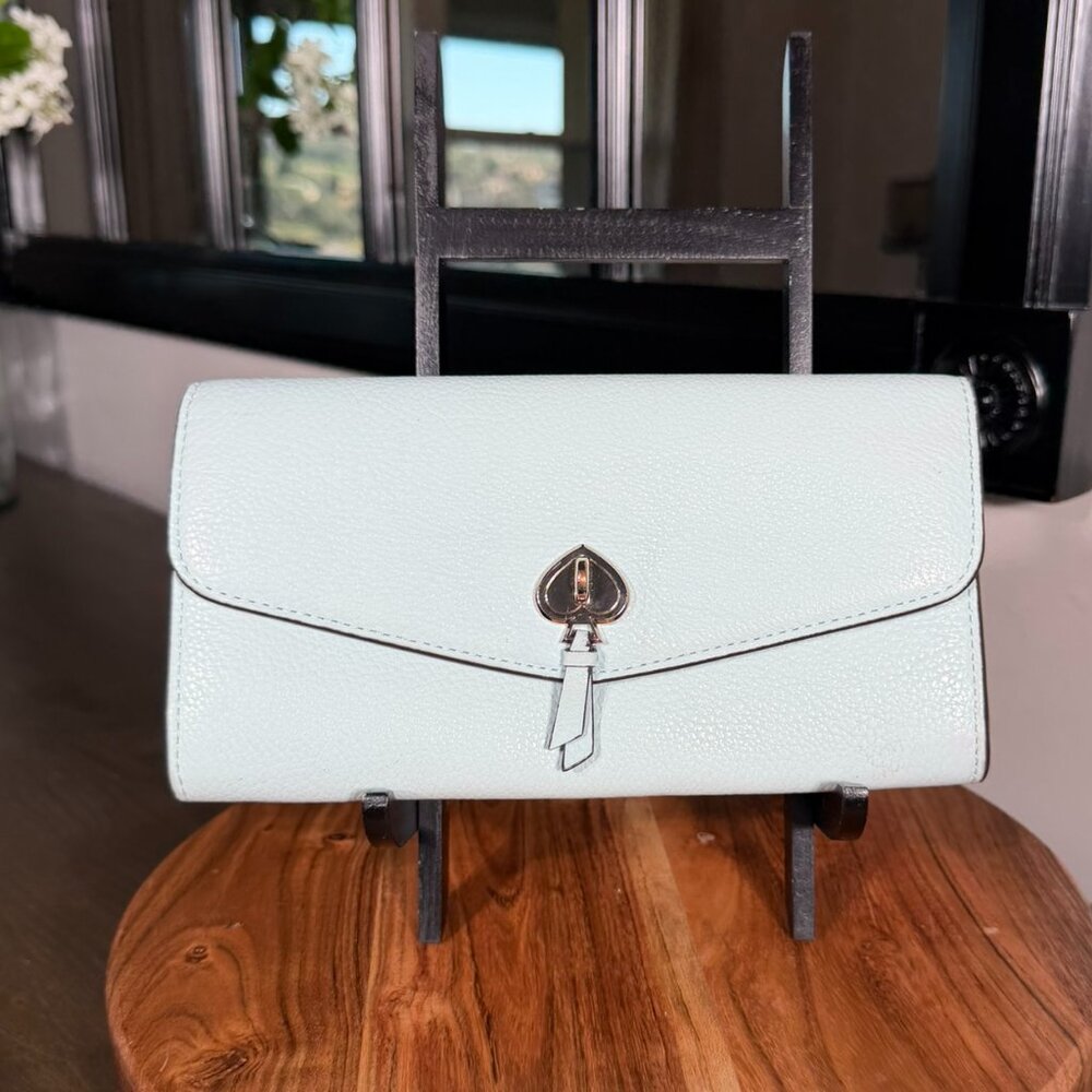 Kate Spade New York Light Blue/Green Pastel Continental Wallet Zip Coin Pocket